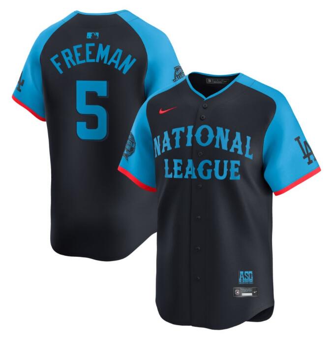 Men's National League #5 Freddie Freeman Navy 2024 All-Star Limited Stitched Baseball Jersey